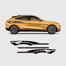 Black Racing Stripes Car Sticker Side Skirt Decals for Mustang Mach-E 2021-2025