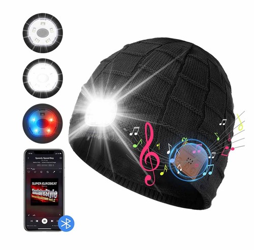 Mit LED Licht Aufladbar Bluetooth Beanie Mütze Hut Wintermütze Strickmütze DHL - Bild 3 von 14