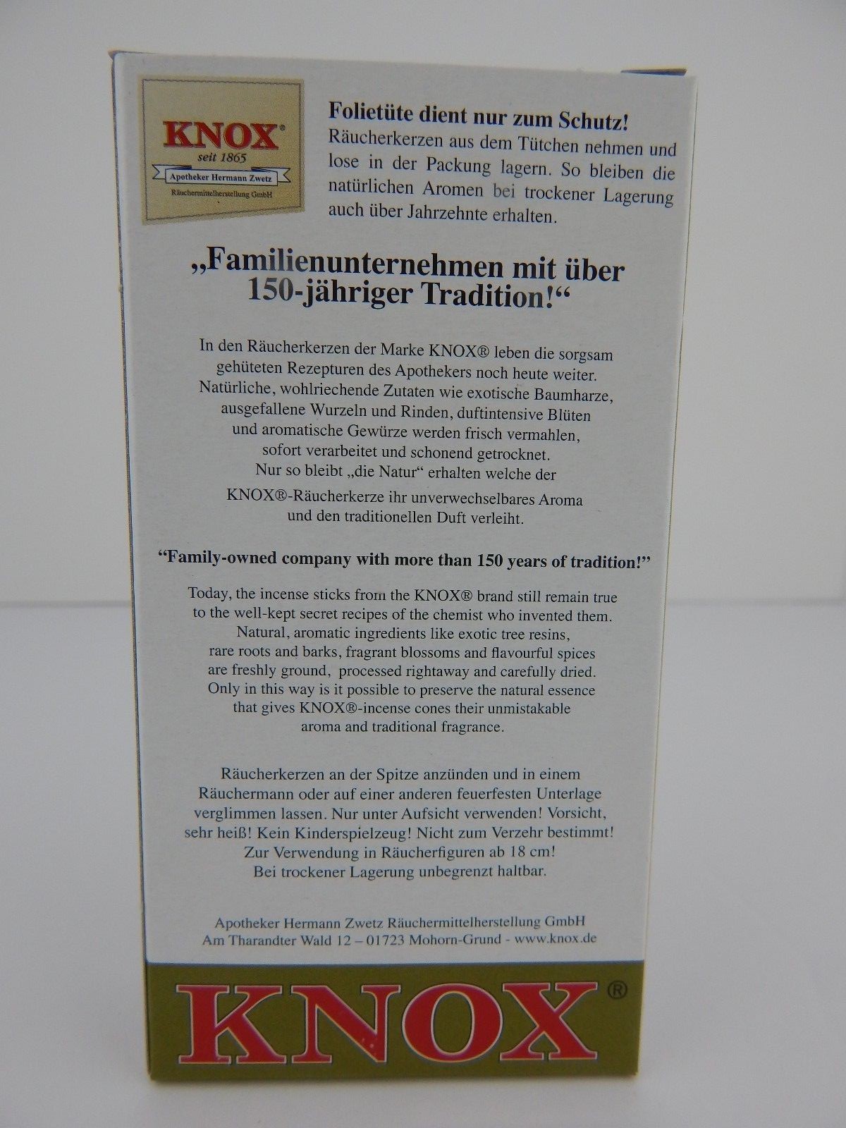 New German Made Knox Green Tea Scent 24 Medium Incense Cones for Smokers