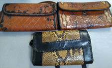 3 Vintage Shoulderbags 2 Tooled Leather 1 Snakeskin Purse Need TLC