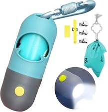 Dog Poop Bag Dispenser with Built-in LED Flashlight and Metal Clip for Leash,...