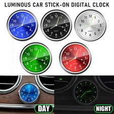 Car Clock Mini Luminous Quartz Analog Clock Dashboard Stick-On Watch Decoration