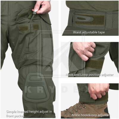 KRYDEX Gen3 Combat Trouser Tactical Pants w Knee Pads Army