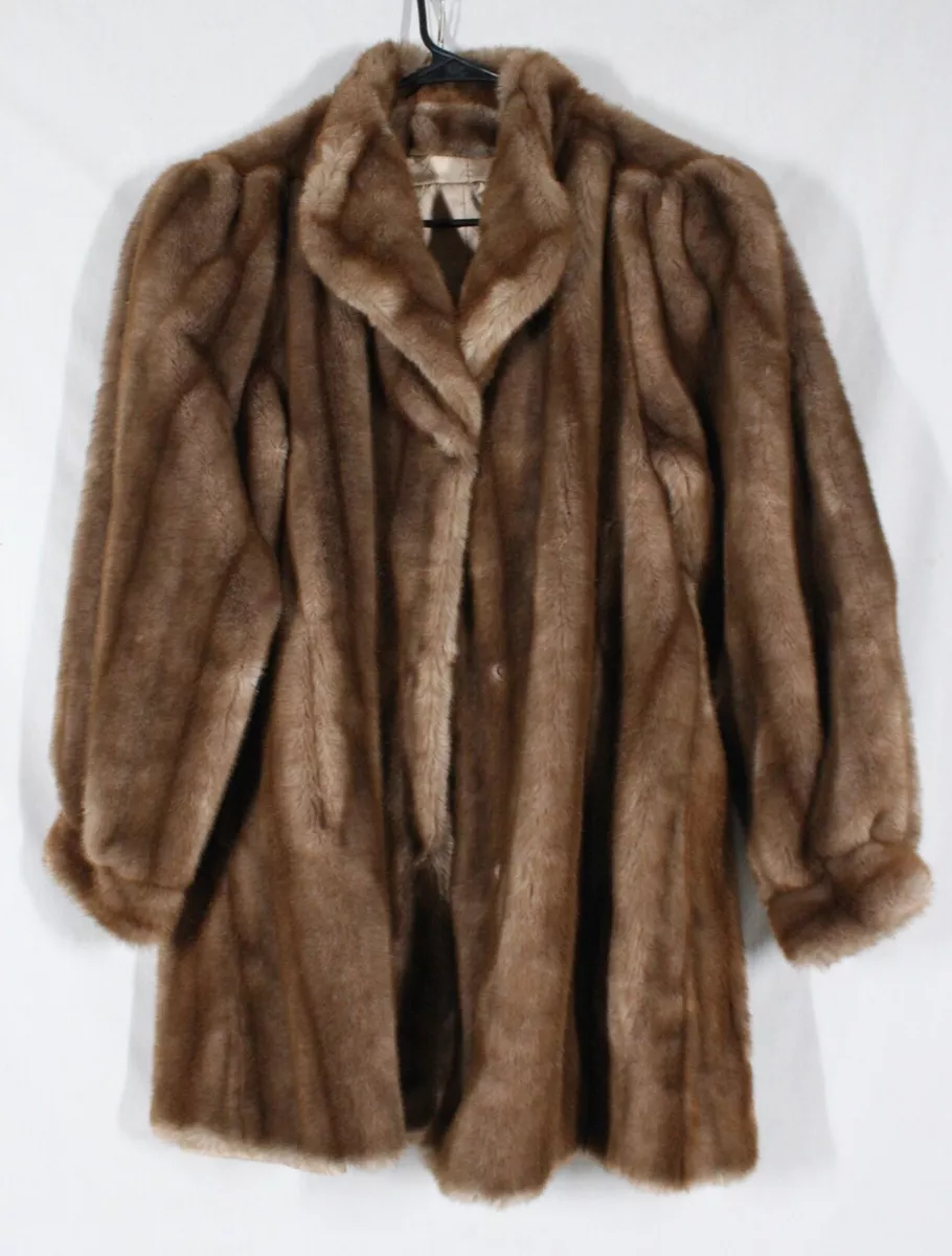 VINTAGE1990 s DUBROWSKY PERLBINDER TISSAVEL FRANCE LADIES FAUX FUR COAT 32