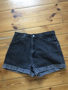 ladies black denim shorts