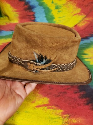 San Zeno Leather Cowboy Hat with Feathers medium | eBay