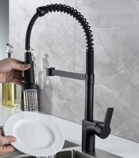 Brass Kitchen Sink Faucet Single Handle Pull Down Sprayer Spring Mixer Tap Black