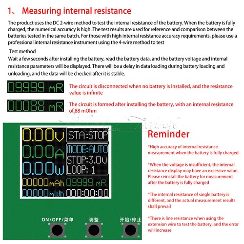 18650 Battery Capacity Tester internal Resistance Detector Charging Discharging - Bild 14 von 21