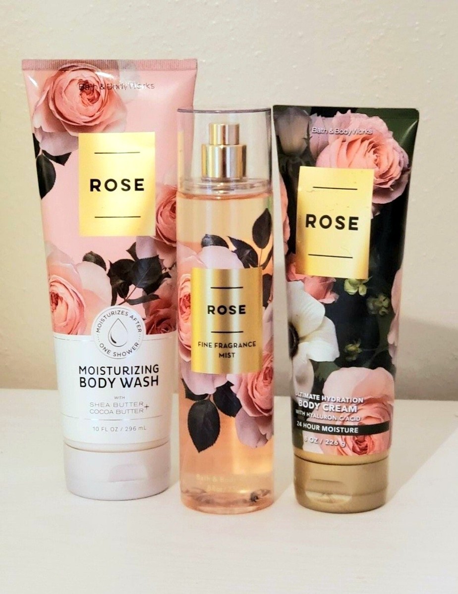 Bath and Body Works ROSE Floral Cream Lotion Shower Wash Fragrance Spray LOT Set