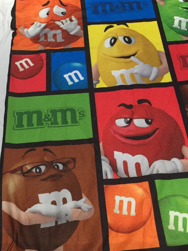 2018 M&M Big Face Characters Blanket Throw Polyester 48" x 64" Multicolor - Image 2 of 4