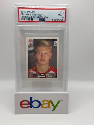 2019 Panini Fussball Erling Braut Haaland First Print Rookie Sticker RC 32 PSA 9