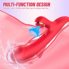 Rabbit Flapping Sucking Dildo G-Spot Vibrator Clit Massager Sex Toys For Women