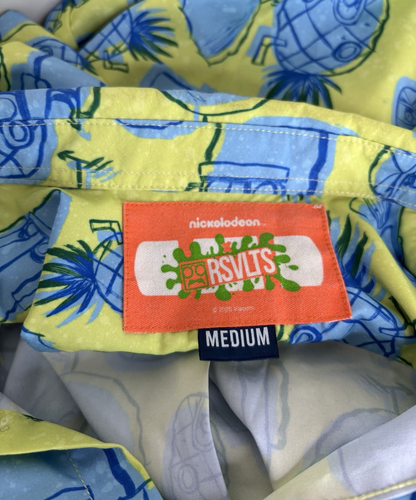 Nickelodeon RSVLTS Youth Medium M SpongeBob Shirt Button Down Pineapple Tropical - Picture 4 of 4