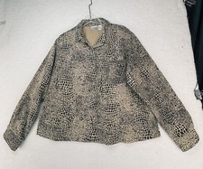Chico s Animal-Print Jacket Sz 2 RN 79984 Chest Pocket Straight Hem 4341