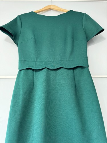 Grace Karin Workwear Midi Stretch dress Size S Scalloped Neckline Forest Green - Picture 3 of 6