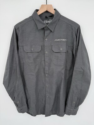 Kuhl Shirt Men s Medium Grey Uproar 5 Panel Texture Button Up Hiking Camp Logo