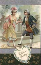 Winsch Valentine Victorian Couple Art Noueau Dancing c1910 Vintage Postcard