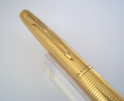 Stylo Plume Parker 75 14K Gold Filled - Modèle Quadrillé Made In USA - Occasion Rare