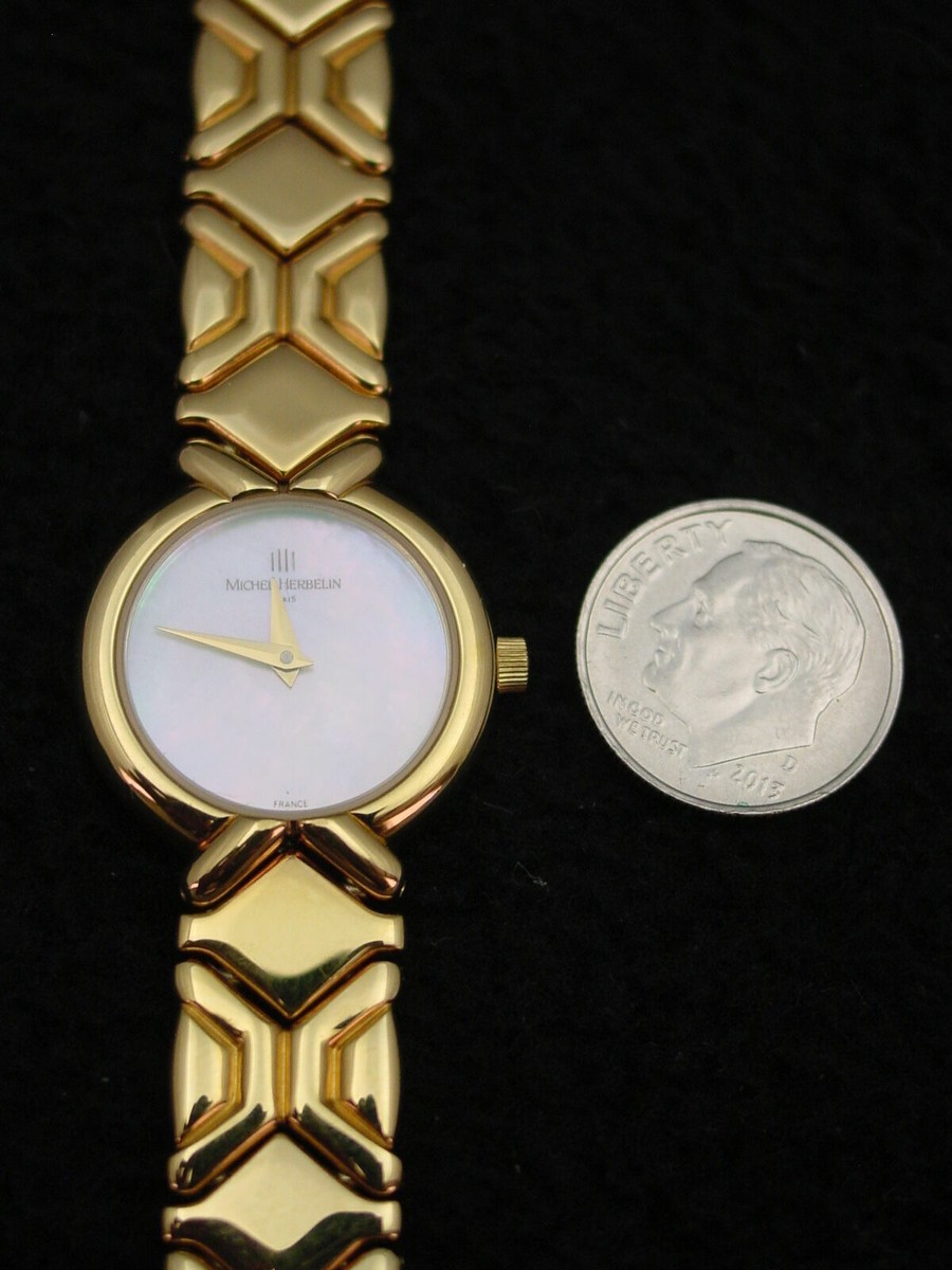 Wristwatch, Lady's, Michel Herbelin, Gold-Plate Sapphire, 3 Wristwatch, Lady's, Michel Herbelin, Gold-Plate Sapphire, 3