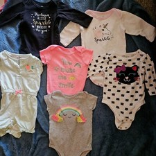 Lot Of 5 Girls One Piece 6-9M Various Brands Preowned Pristine Cond Cat Unicorn