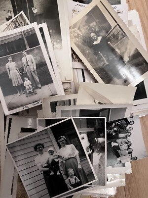 Mixed Lot of 100 Vintage B&W Photos Snapshot For Crafts Collage Scrapbook