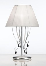 Image of Table lamp classic light with silver crystal and white lampshade