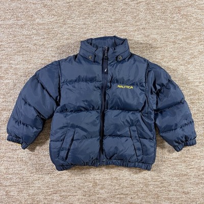 Nautica wendbare Entendaunen gefütterte Jacke marineblau gelb 2T Kleinkind Mantel