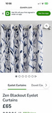 Dunelm Zen Blackout Lined Thermal Noise Reducing Eyelet Curtains 168x228 Blue