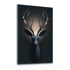 Hirsch Leinwand Bild XXL Wandbilder Geweih Abstrakt Modern Schwarz Gold Deko
