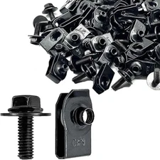 100 Pcs M6-1.0 Body Bolts and U Nuts Kits, Bumper Fender Liner Push Pull -Black