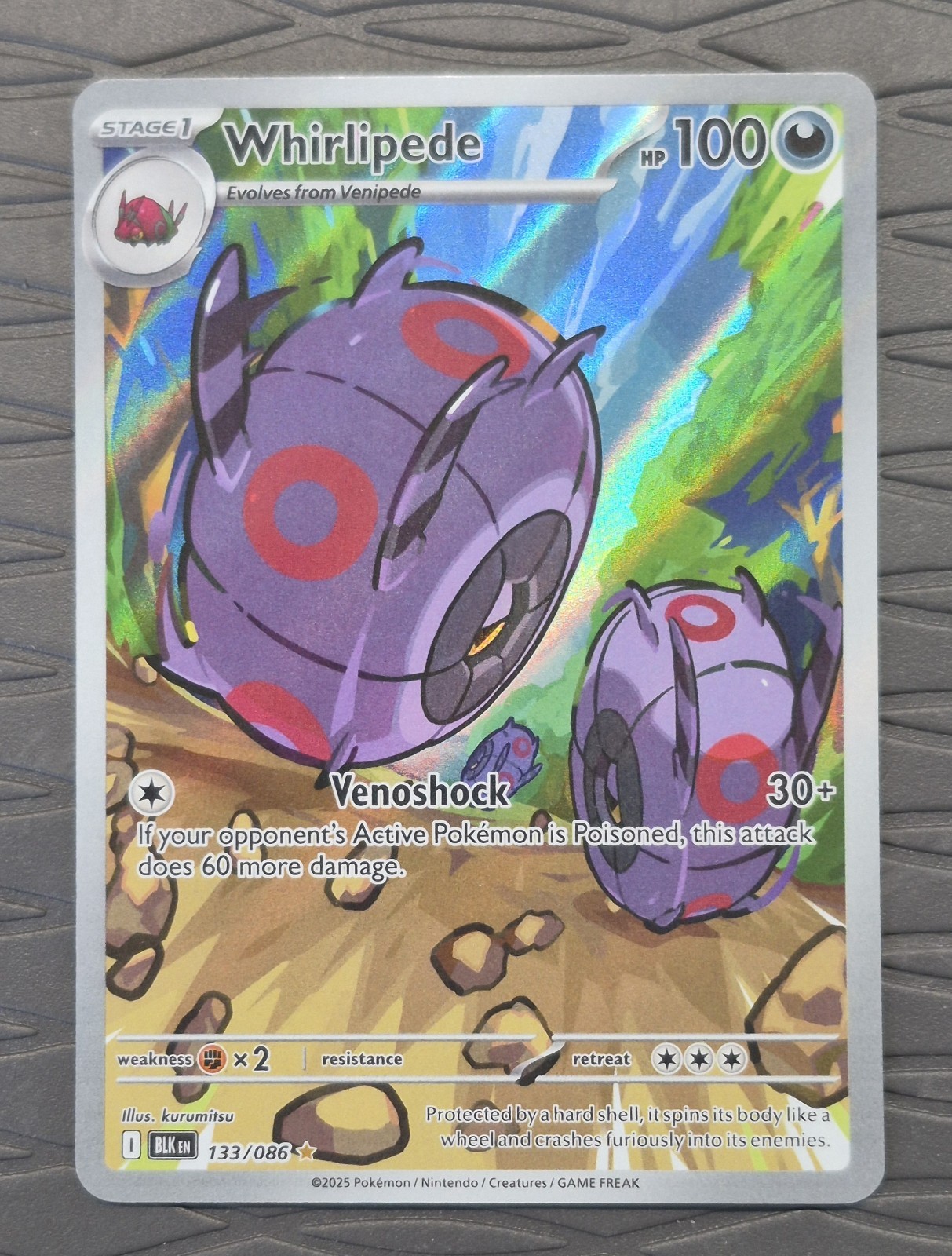 Whirlipede 133/086 Illustration Rare Black Bolt Holo IR Pokemon Card NM