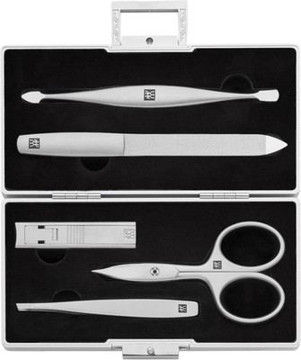 ZWILLING Manicure Set (5 Piece, Aluminum Case for Nail Care and Pedicure, Velvet
