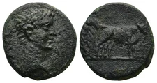 Roman Provincial Bronze Coin - Philippi Macedon 27 BC - 14 AD - Augustus - Oxen