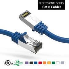 15 Pack of 2Ft CAT8 S/FTP Ethernet Network Cable Blue 26AWG