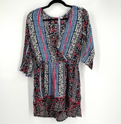 Alya s Francesca s Handkerchief Print Boho Peasant Jumper Romper medium