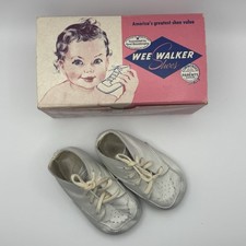 Vintage Wee Walker Baby Shoes with Original Box White Leather Size 1
