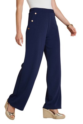 Damen Krepphose mit goldenen Knöpfen von Amber