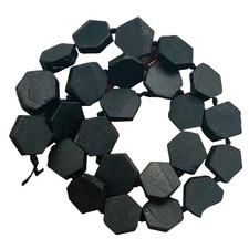 Black Stone - Africa Hexagon Bead Strand 17x15x5mm Black Matte 22 Beads