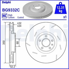 DELPHI Disque de frein pour PORSCHE Macan (95B) 350mm BG9332C