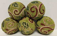 Gorgeous Set 5 Christmas Balls Beaded Ornaments