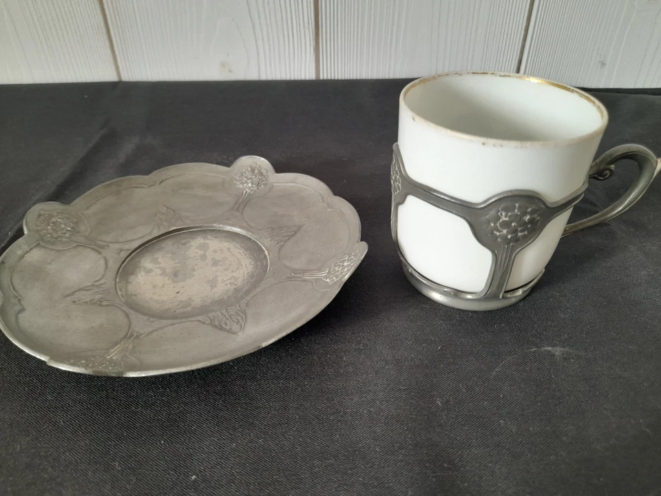 Tasse et soucoupe Art Nouveau GALLIA METAL - Photo 2/4