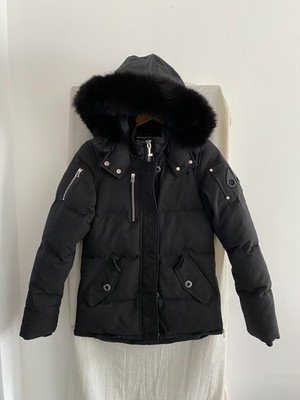 MOOSE KNUCKLES Daunenmantel schwarz Kunstfellbesatz Kapuze Größe S
