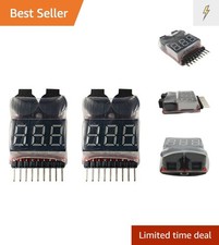2 Pack Lipo Battery Voltage Checker Alarm LED 1-8 Cell -
