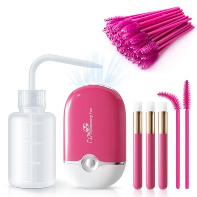 Lash Eyelash Fan Kit - Mini Portable Fans with 50 Lash Shampoo Brush, 3 Nose ...