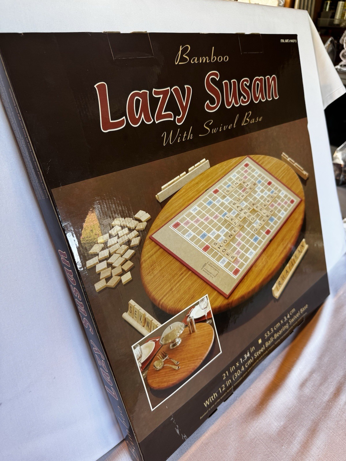 Seville Classics 21" Bamboo Lazy Susan w/ Steel Ball-Bearing Swivel Base 