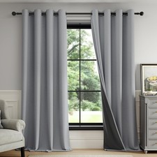 Image of Fmfunctex Dark Grey Blackout Curtains for Living Room 90 Inch Drop Geometric Wea