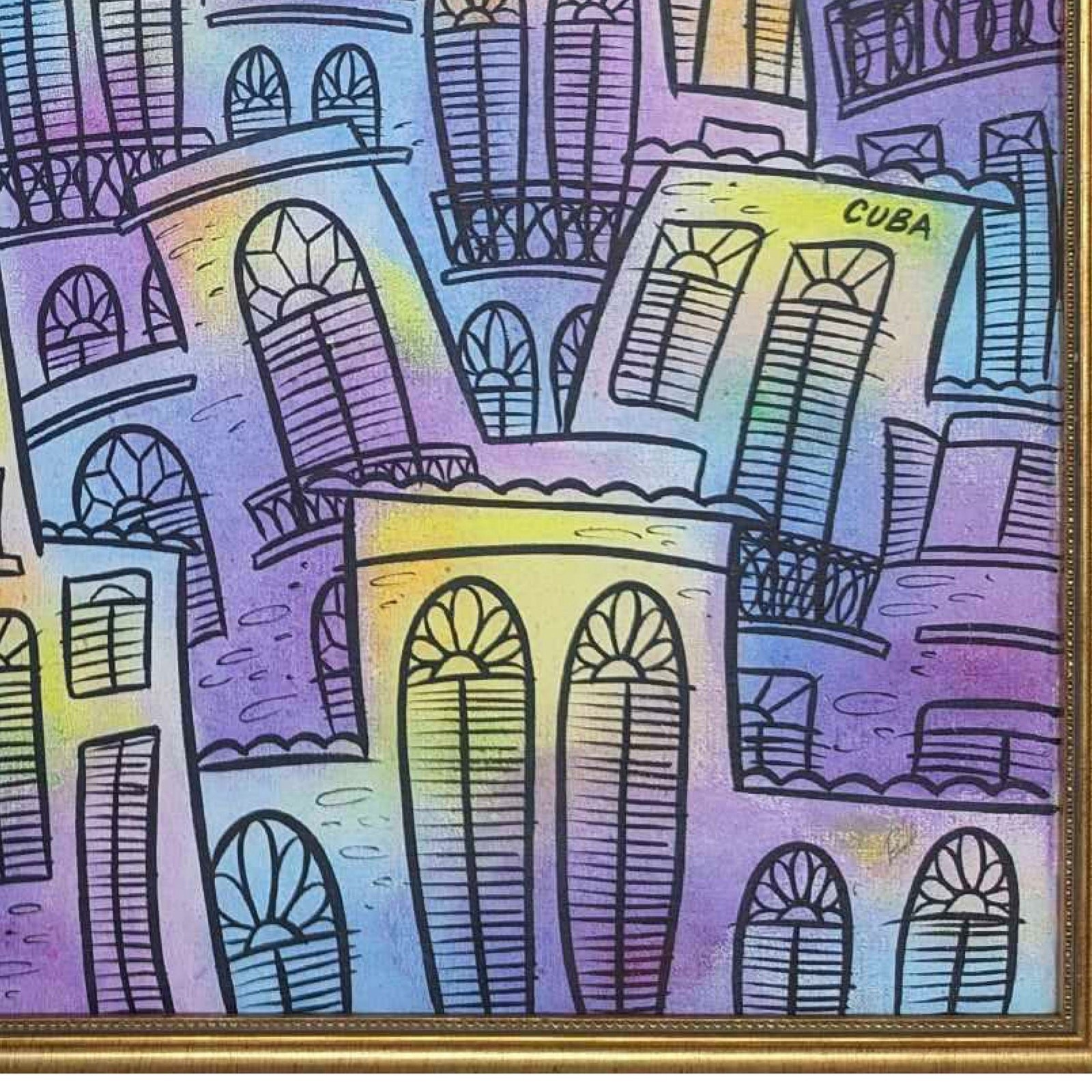 Havana Nights Oil on Canvas Original Cuban Art Painting 29x25 Framed 1999