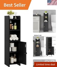 Small Bathroom Storage Cabinet Corner, Floor Cabinet with Adjustable Shelves,...