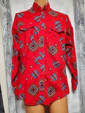 Vtg L Wrangler Aztec Brushpopper Western Button Up Shirt southwestern LS cowboy