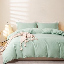 OAITE Twin Duvet Cover Set 100 Washed Cotton Zipper 8 Corner Ties 68x90